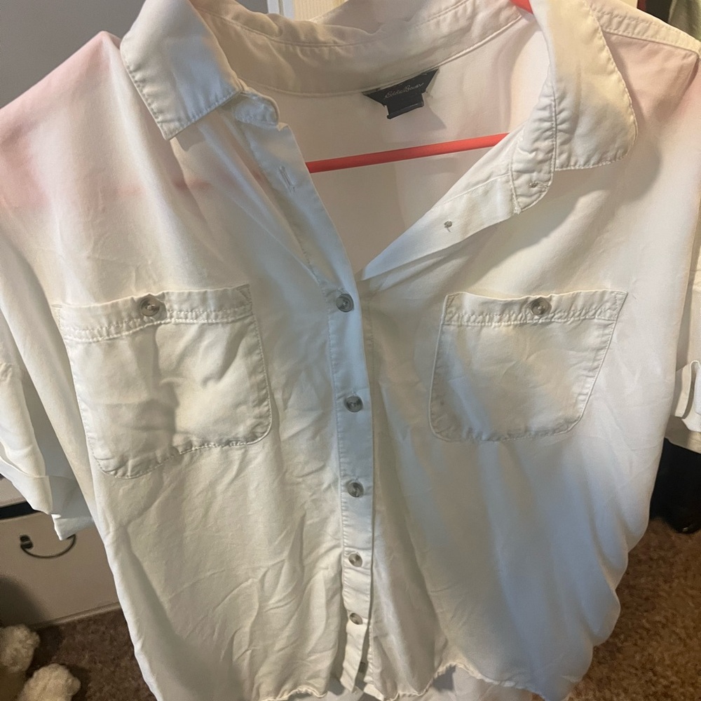 Eddie Bauer Classic White Button Up Top